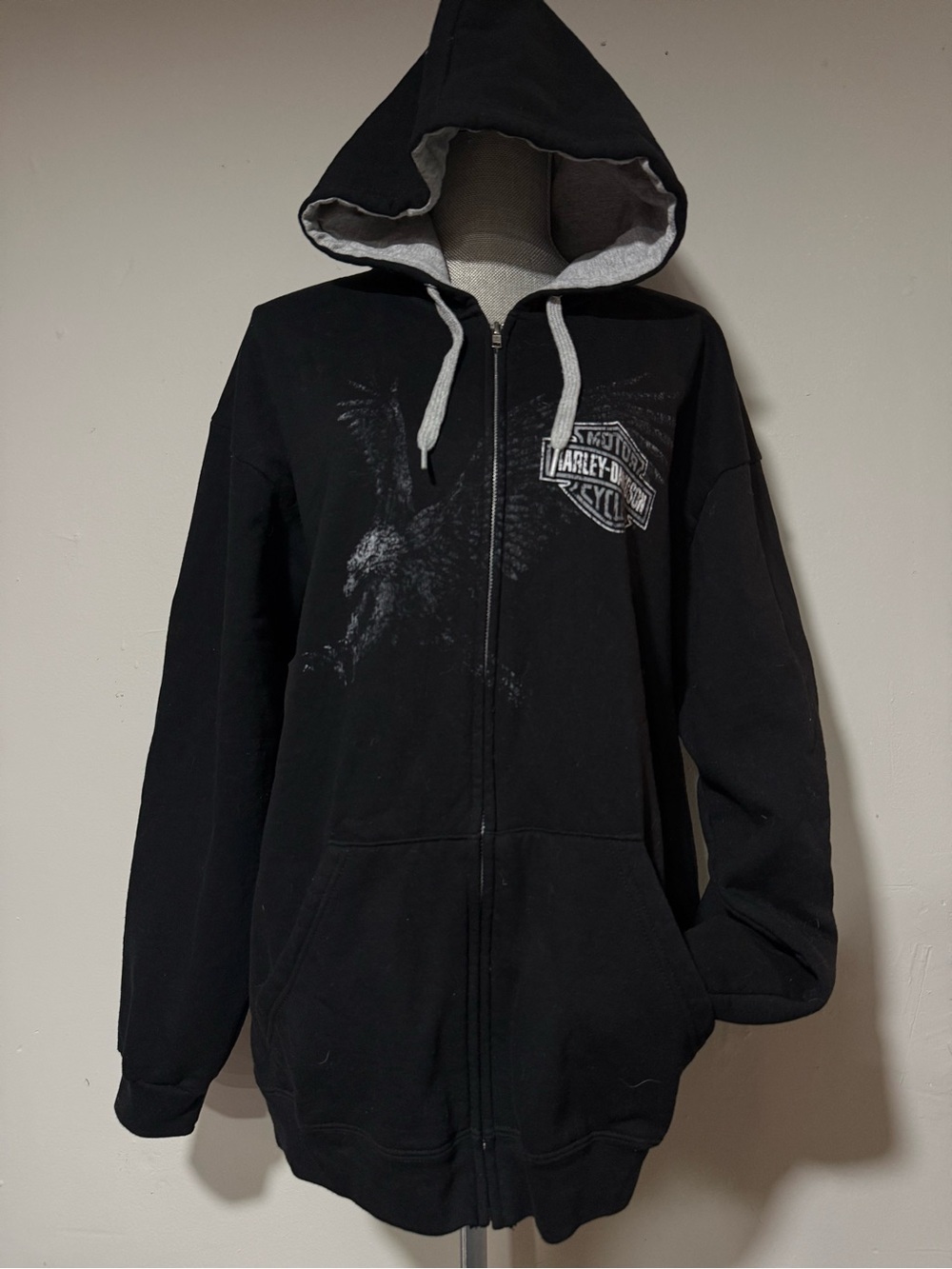 Harley-Davidson Black Hoodie with Grey Hood Lining
